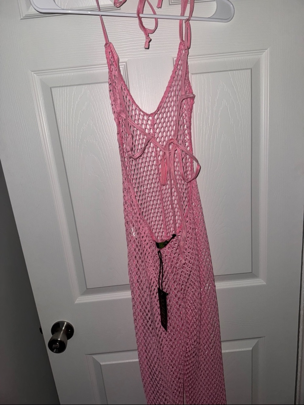 NWT DOLLSKILL Pink Mesh Halter One-Piece Jumpsuit - Picture 4 of 6